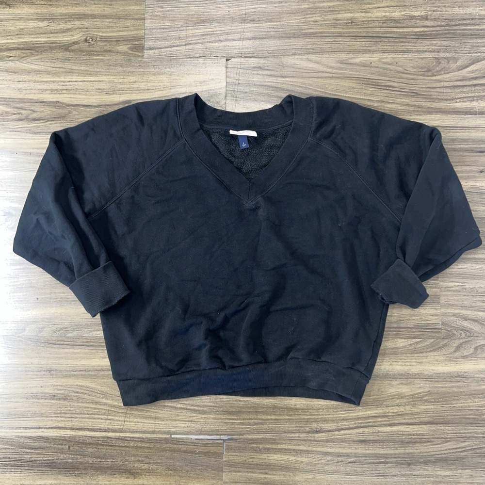 Black Crop Top Long Sleeve Sweatshirt Women's Sz L